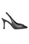 Rosalinda Flexible Soft Non-Slip Sole (8 cm) Black Leather Open Elastic V Buckle Women's High Heel Shoes - 6