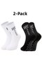 2-Piece Black and White Non-Slip Silicone Sole Breathable Premium Football Fitness Running Athlete Socks