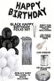 Black and White Balloon Set Black Foil Happy Birthday Lettering Silver Wall Curtain Birthday Decoration Set - 2