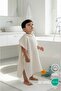 Baby/Child Bathrobe 4 Layers Muslin Gray Embroidered 100% Cotton - Cream