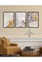 Purple Flowers and Butterfly 3 Piece Wooden Framed Painting Act - 2