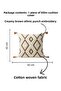Bohemian Geometric Punch Embroidered Tasseled Decorative Throw Pillow Cover 42X42 cm Cotton Panama Linen - 2