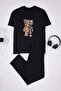 Black Regular Fit Cotton Short Sleeve Top Robot Printed Pocket Detail Pajama Set Tmnss26Pt00005 - 5