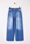 Mavi DÖKÜMLÜ Beli Lastikli %100 Pamuk Yüksek Bel Ekstra Geniş Paça Wide Leg Jeans TWOSS26JE00046 - 5
