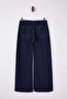 Koyu Mavi DÖKÜMLÜ Kemer Detaylı Normal Bel %100 Pamuk Wide Leg Jeans TWOSS26JE00020 - 6
