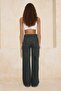 Koyu Haki Kahverengi Yüksek Bel Wide Leg/Geniş Paça %100 Pamuklu Jeans TWOSS26JE00048 - 4