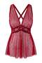 Bordo Puantiye Tül Dantel ve Çapraz Bağlama Detaylı Babydoll/Fantezi Gecelik THMSS26LL00006 - 6