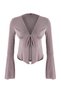 Stone Fitted/Fitted to the Body V-Neck Long Sleeve Tie Detail Buzzy Knitted Blouse Twoss26Bz00184 - 6