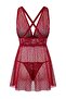 Bordo Puantiye Tül Dantel ve Çapraz Bağlama Detaylı Babydoll/Fantezi Gecelik THMSS26LL00006 - 7