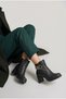Winter's Approach Women's Side Gold Buckle Zippered Flag Heel Boots - 7