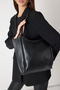 Women's Black Double Handle Faux Leather Shoulder Bag - 2