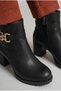 Winter's Approach Women's Side Gold Buckle Zippered Flag Heel Boots - 5