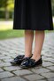 Girl's Black Patent Leather Bow Tie Orthopedic Stylish Ballet Flat - 5