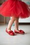 Girl's Red Silvery Orthopedic Stylish Ballerina Shoes with Bow Tie - 5