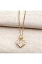 Zircon Stone Double Heart Steel Necklace - 3