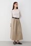 Women's Belted Ruched Detail Maxi Skirt Khaki - 2