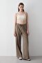 Women's Elastic Waist Wide Leg Palazzo Pants Khaki
