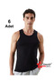 6-Piece Men's Black Undershirts with Straps, 100% Cotton