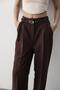 Women's Linen Knitted Belt with Elastic Waist High Waist Palazzo Pants Brown - 4
