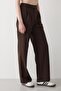 Women's Elastic Waist Wide Leg Palazzo Pants Dark Brown - 5