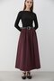 Women's Belted Ruched Detail Maxi Skirt Mürdüm - 4