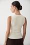 Women's Sleeveless Crew Neck Knitwear Undershirt Cream - 6