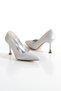 Women's Silver Closed Back 8 cm Thin Galvanized Heels Comfortable Stiletto and Bag Combination - 7