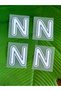5x4 cm, 4 pieces, iron-on transfer print "N" letter emblem, White.