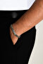 Zircon Stone Detailed Adjustable Steel Men's Bracelet - 4