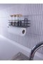Paper Roll Towel Holder with Adhesive Shelf Napkin Holder Towel Paper Holder Black Bathroom Kitchen Organizer Shelf - 4