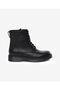 Women's Black Genuine Leather Military Boots 5K2Db35062