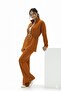 Women's Knitted Two-Piece Set Zip-Up Jacket Wide-Leg Pants Standard Size Modest Set - 3