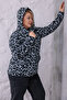 Women's Plus Size Warm Leopard Fleece Hooded Zippered Sweatshirt - 8