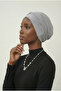 Pearl Embroidered Light Gray Ready-To-Wear Turban Hijab Medical Use Suitable - 8