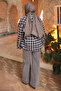 Paneled Plaid Shirt with Black Scarf Detail - 3