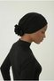 Layered Black Ready-To-Wear Turban Hijab with Organza Roses on the Back, Suitable for Medical Use - 8