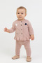 Knitwear Baby Girl Ruffled Floral Embroidery Cardigan Set Powder - 2