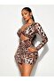 Leopard Print One-Sleeve Cut-Out Mini Dress - 3