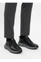 Black Genuine Leather Orthopedic Lace-Up Sneakers