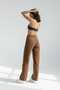 The Women's Loose Lycra 90's Unfading Brown Super High Waist Loose Leg Denim Palazzo Pants - 6