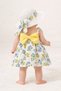 Sweet Floral Print Baby Girl Dress with Hat and Bow - 3