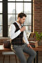 Plaid Patterned V-Neck Vest Slim Fit - 4