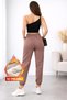 Women's Brown Winter Thick Ribbon 3 Thread Sweatpants Trousers - 4