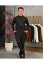 Men's Black Plain High Quality Quarter Fisherman Cotton Lycra Knitwear Sweater