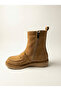 Women's Buckle Detailed Tan Genuine Leather Suede Boots - 4