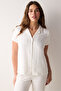 Hannah Satin White Button Shirt Pajama Set