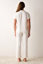 Hannah Satin White Button Shirt Pajama Set - 5
