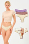 6 Pieces Corded Fabric Stretchy Fabric Women's Comfortable Brazilian Panties - 4
