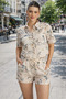 Patterned Short Sleeve Linen Shirt