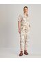 Patterned Short Sleeve Linen Shirt - 6